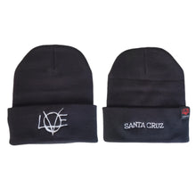 Load image into Gallery viewer, Lovearchy embroidered white on black beanie