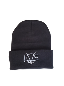 Lovearchy embroidered white on black beanie