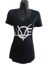 Load image into Gallery viewer, Ladies Short Sleeve Deep V-neck Shirt