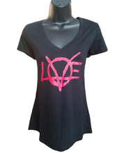 Load image into Gallery viewer, Ladies Short Sleeve Deep V-neck Shirt