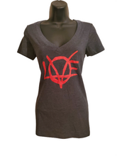Load image into Gallery viewer, Ladies Short Sleeve Deep V-neck Shirt